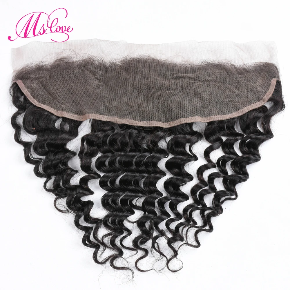 Ms Love Deep Wave lace frontal 13x4 Human Hair Closure Brazilian Non Remy Hair Extension
