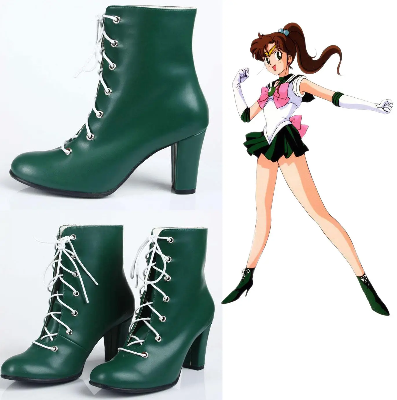 

New Japan Anime Sailor Moon Kino Makoto Sailor Jupiter Green vCosplay Shoes Green Women Boots cosplay Gifts Customized Size