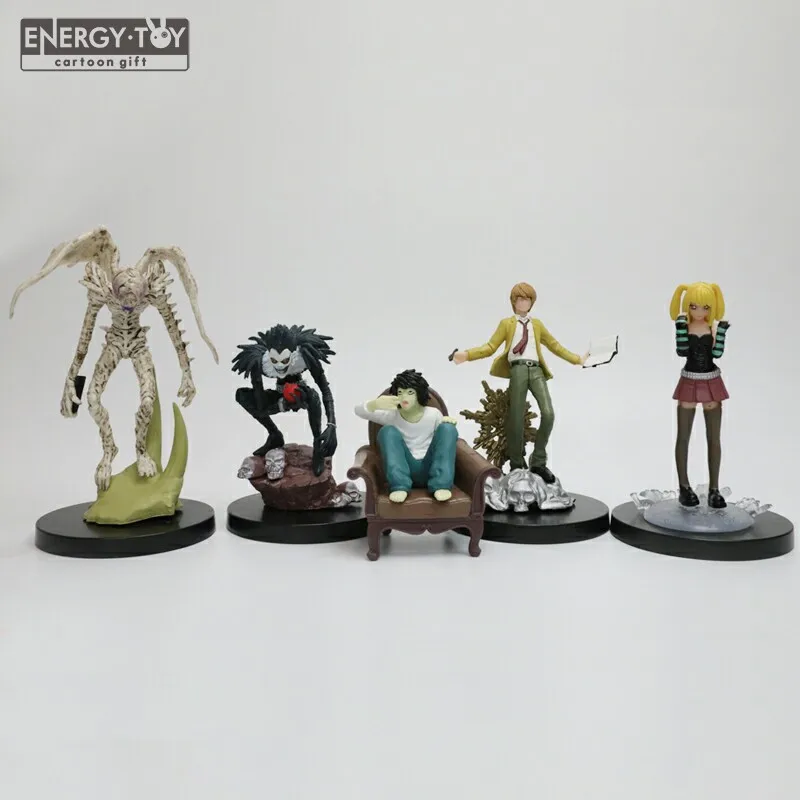 

5pcs/set Cartoon Death Note Ryuuku L Yagami Raito Misa Amane Rem PVC action figure doll model toy #186