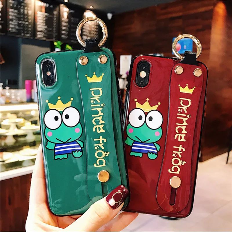 

Luxury Cute cartoon pattern Wristband Holder Case on the For iphone X XR XS MAX For iphone 7 8 6 6s plus Silicone Phone Cases