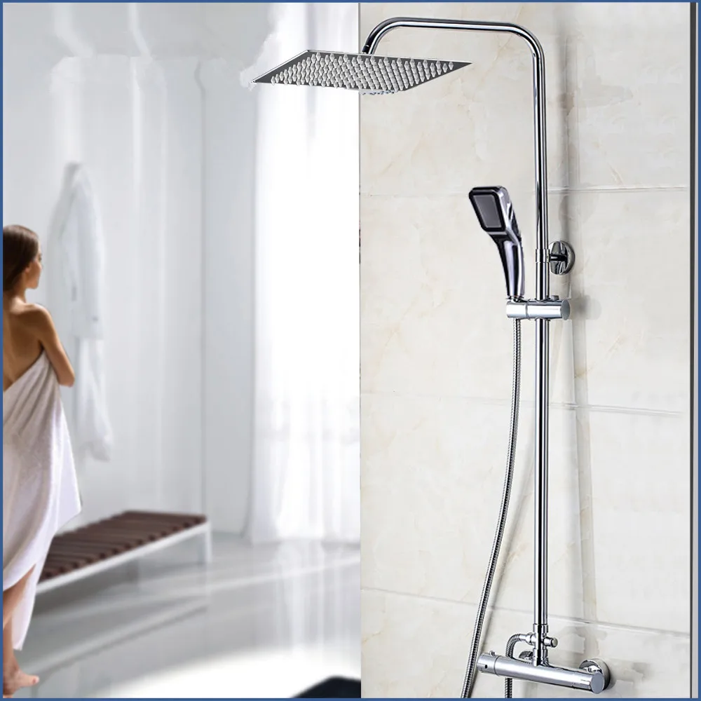 

Bathroom Thermostatic Bathtub Shower Water Tap Faucet Mixer Tap 8-16 Inch Rainfall Shower Head Shower Set