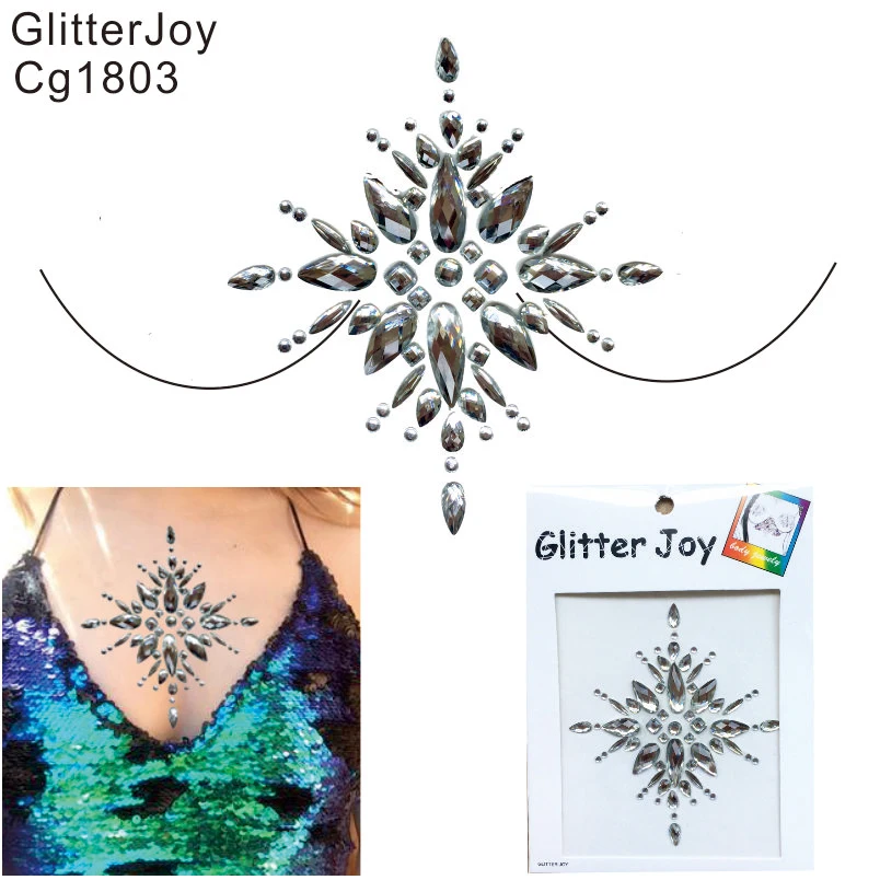 

CG1803 Fashion Upper Breast Decoration Nipple Diamond Stickers Temporary Chest Jewels Tattoo Chest Rhinestone