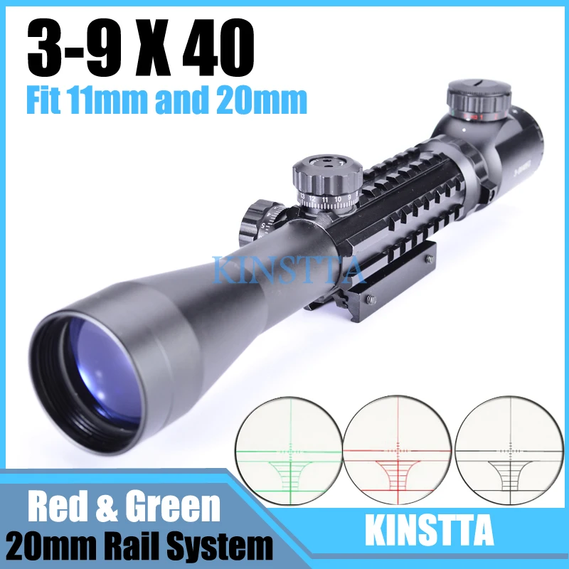

Hlurker Tactical Hunting HD Clear Optics 3-9x40 Riflescope With 3 side Picatinny Weaver Rail System Fit Both 20mm and 11mm Rail