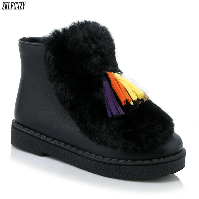 

SKLFCXZY New arrival winter plush snow boots flat comfortable thermal boots warm women shoes large size 34-45