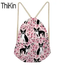 THIKIN/милые рюкзаки с принтом в стиле «Бостон-терьер» для девочек; женские сумки на шнурке; Модные женские пляжные сумки для хранения; Bolsa