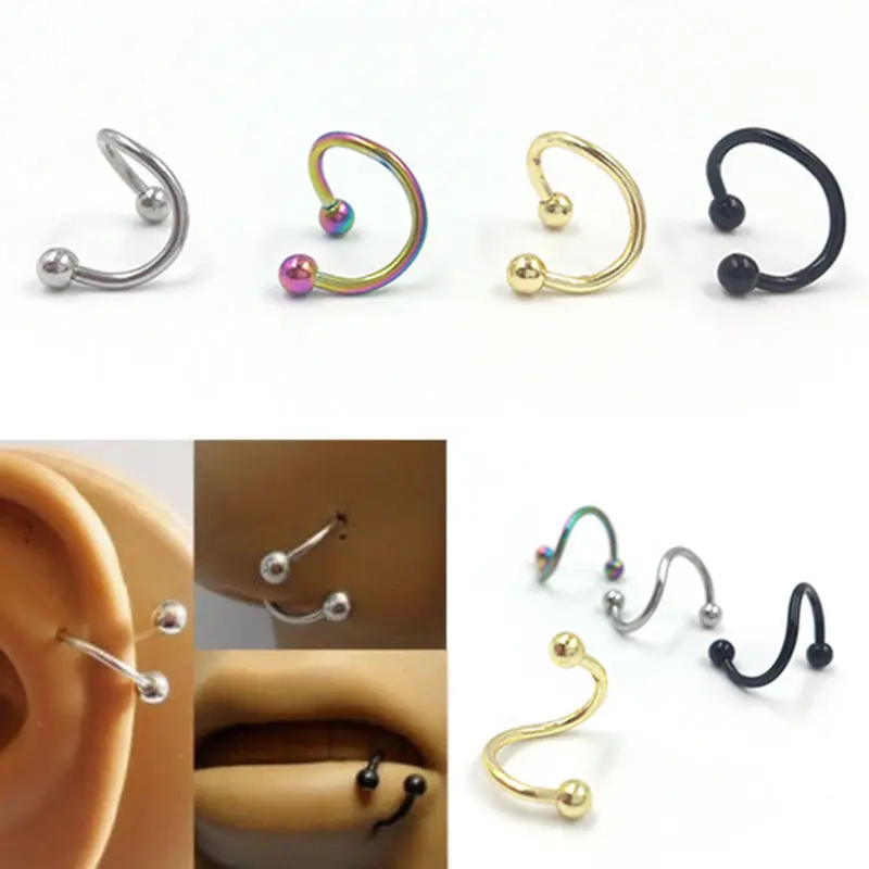 4PCS Different Colors Nose Piercing Unique Design Stainless Steel Twist