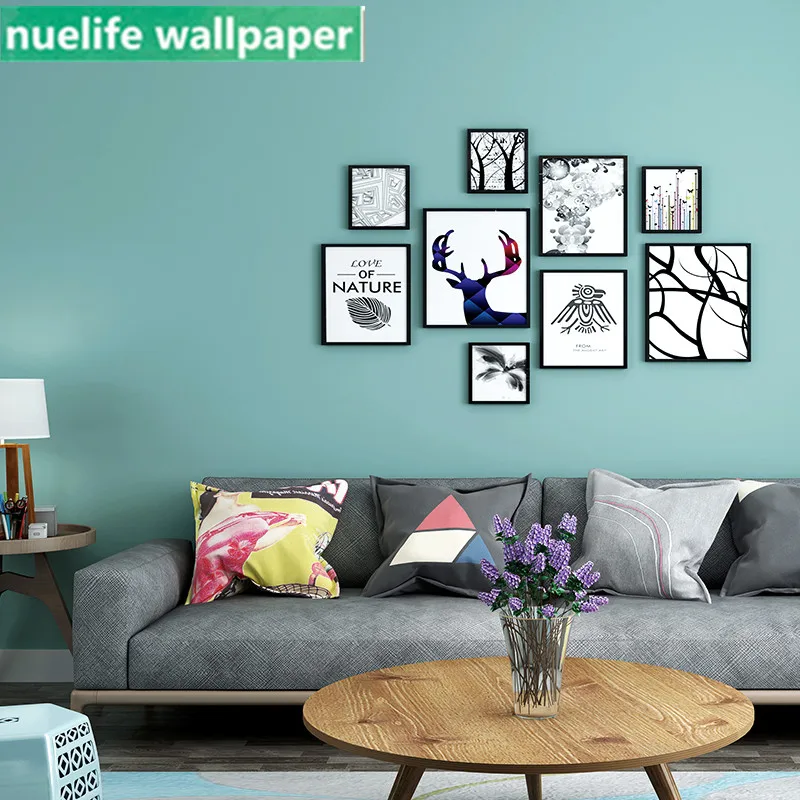 

0.53x10m Light blue solid color wallpaper kids room restaurant hotel living room bedroom study TV background wall paper