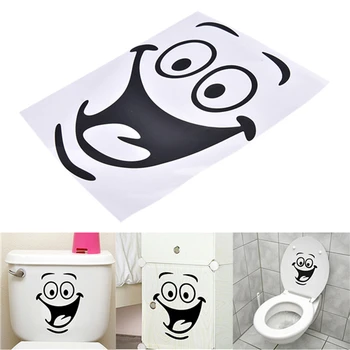 

1Pc Smile face Toilet stickers DIY Personalized Furniture Decoration Plane Wall Decals Fridge Washing Machine Bathroom Sticker