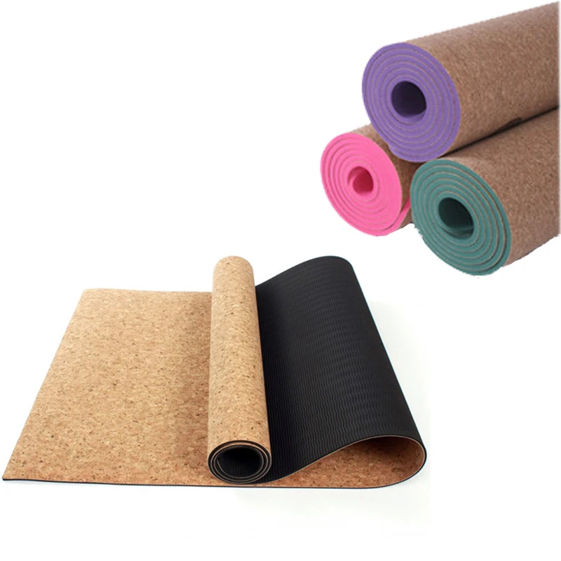 3MM/4MM/5MM/6MM/8MM Sports Yoga Mat TPE Cork Fitness Non-slip Eco-friendly Slip-resistant Hot Yoga Mats Exercise Pilates Workout