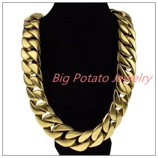 

Cool Huge 24/31mm Gold Color Curb Cuban Chain 316L Stainless Steel Men's Necklace Christmas Gift