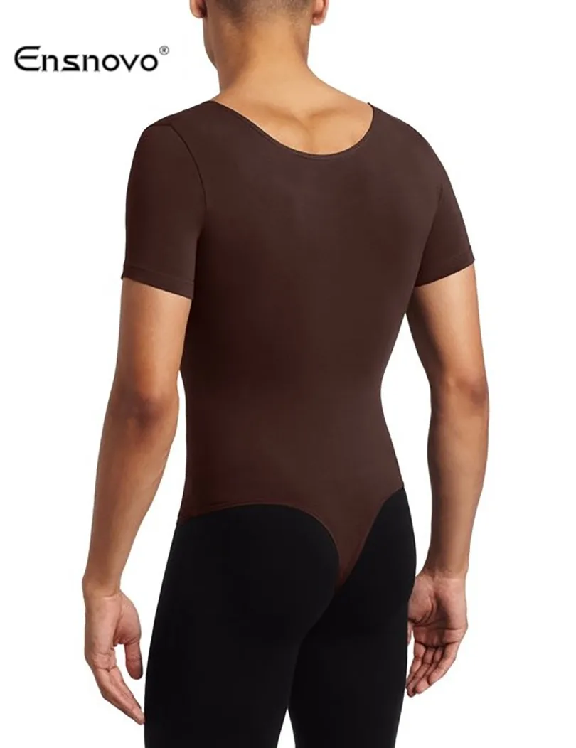 Ensnovo men Sleeveless Gymnastics Leotard Ballet Costumes Lycra Custom Skin Jumpsuit Dancewear Body Suit -