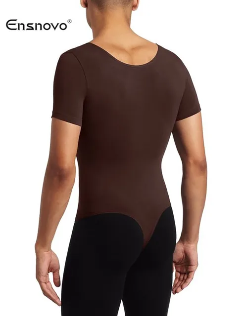 Ensnovo men Sleeveless Gymnastics Leotard Ballet Costumes Lycra Custom Skin Jumpsuit Dancewear Body Suit -