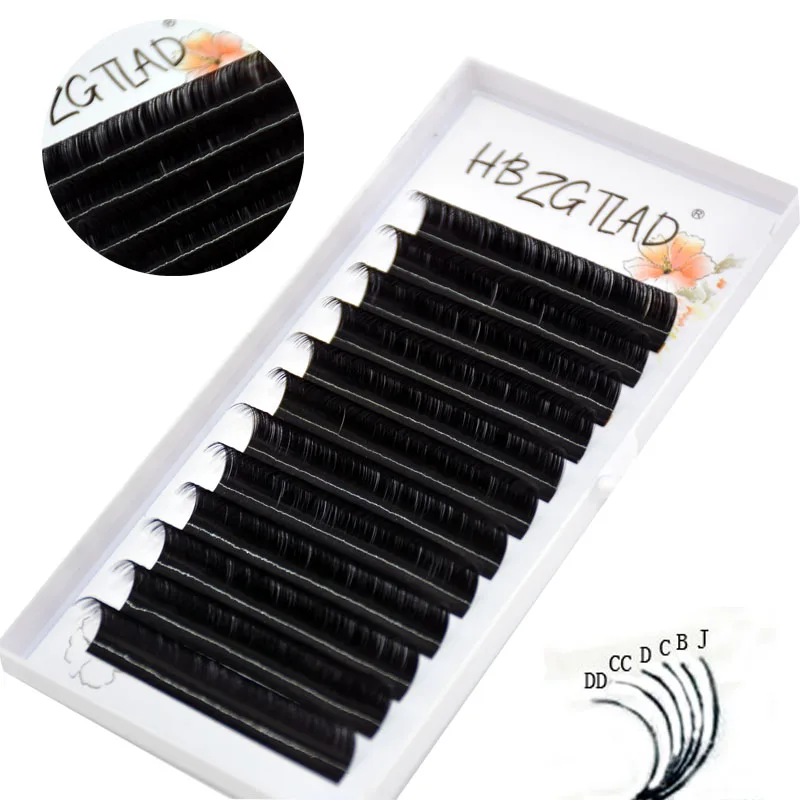 

All Sizes False Eyelash Extensions Mink Black Material C/D/CC/DD Curls 1 Tray/Lot