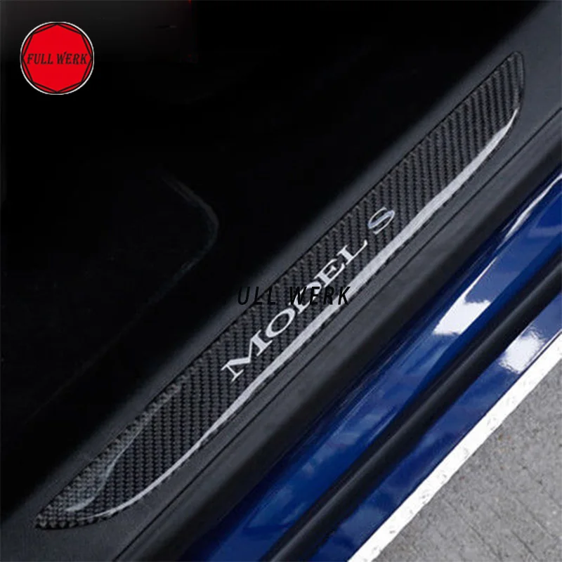 Car Styling Front Door Sill Scuff Plate Carbon Fiber Protector Cover