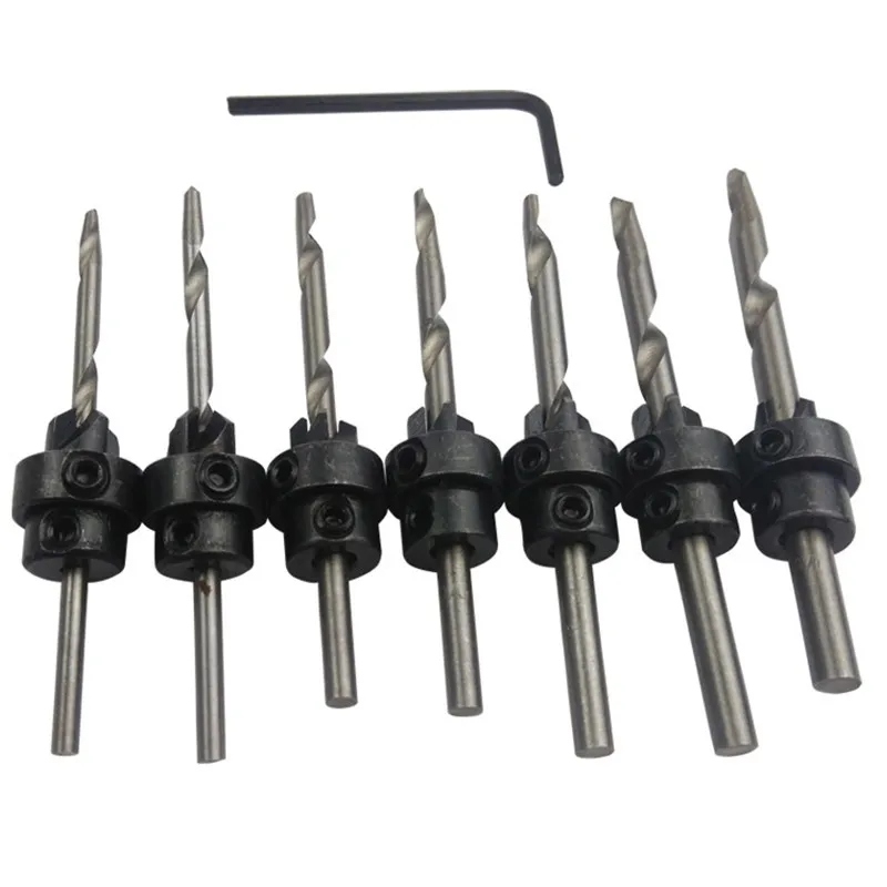 HSS Countersink Drill Bit Wood Cutter Screws Stop Collars Woodworking Drilling Hole Saw Tools