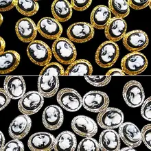 2016 Top Quality 10 Pcs Vintage 3D Alloy Resin Queen Lady Nail Art Tips Glitters DIY Decoration 8BHY