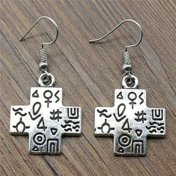 

24x21mm Simple Cross Charm Dangle Earring Charming Drop Earring Women Dropship Suppliers