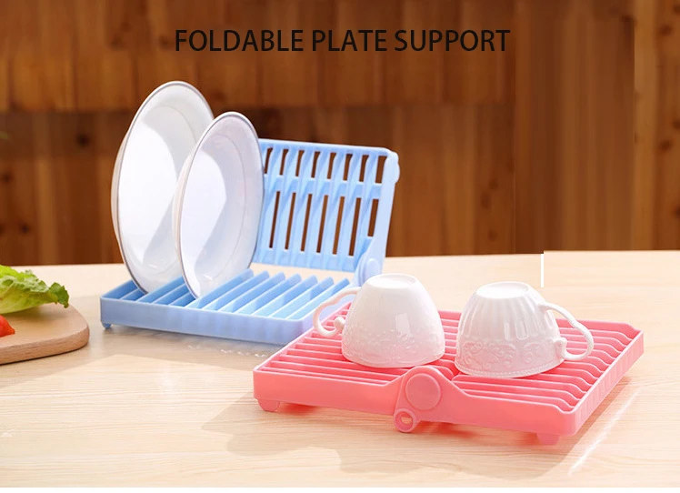 Foldable Dish Rack Organizer Bowl Plate Plastic fodable stand dish organizer bowls - Kitchen Storage |