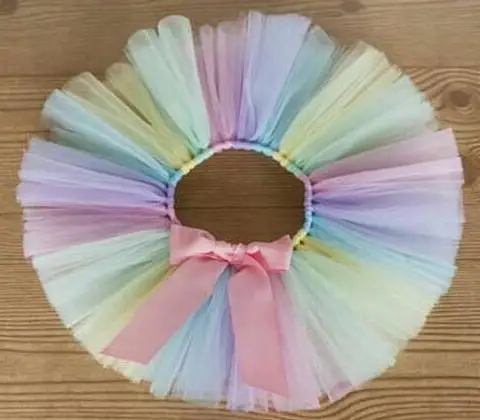 Разноцветные юбки-пачки для маленьких девочек балетная юбка-пачка ручной работы с розовой лентой и бантом для новорожденных, праздничные юбки для дня рождения, 1 предмет - Цвет: 1