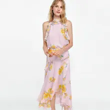 Новая летняя женская юбка с цветочным принтом, Необычные оборки, Повседневная модная юбка, женская одежда