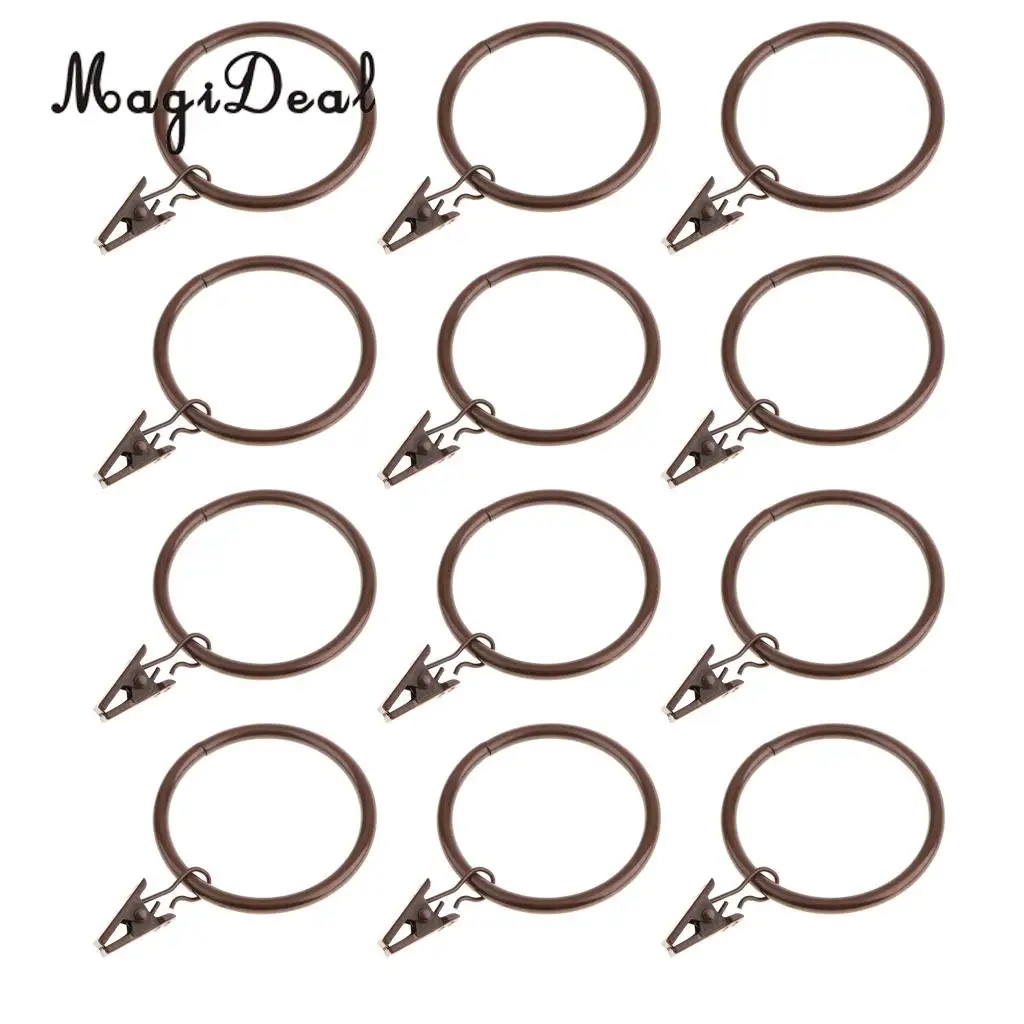12-Pcs Window Curtain Glider Hook Clips With Roman Rings Eyelet Home Accessories