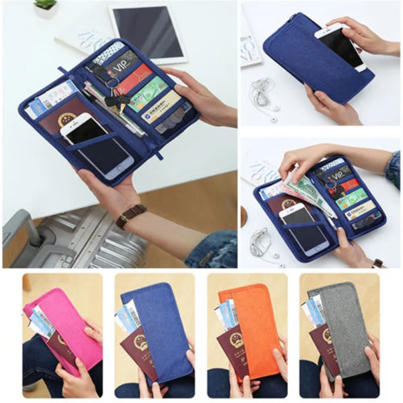 

2018 New And Fashion Classic Travel Wallet Passport Holder Zip Document Organiser Bag Ticket ID Card Case A