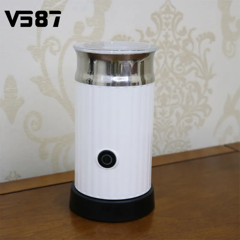 White Electric Automatic Milk Frother with Stainless Steel Container for Cappuccino Coffee