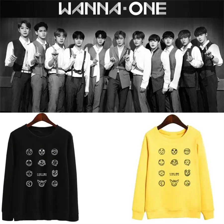 

Kpop Wanna One Kang Daniel Lai Kuan Lin Cute Cartoon Image Printed Crew Neck Hoodie Pullover
