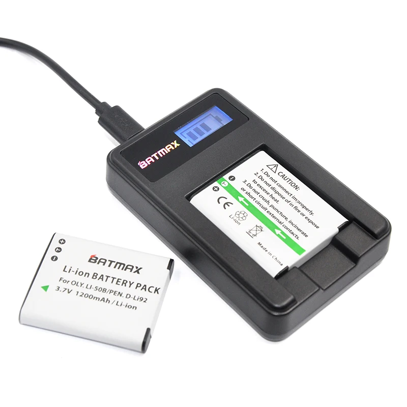 2 Pcs 1200 Mah Li50B Li-50B Batteria & Lcd Caricabatteria Per Olympus Mju Stylus 1010 1020 1030Sw 9000 Sh21Sh25 Sp720Uz Sp800Uz Sp810Uz Sz10