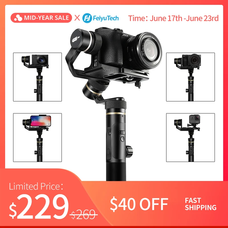 

FeiyuTech G6 Plus Handheld Camera Gimbal Stabilizer for Smartphone Gopro Hero 7 6 5 Sony RX0 Samsung s8 800g Payload Feiyu G6P