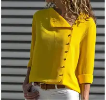 Irregular Skew Collar Button Blouse Shirt Women Casual Woven Chiffon Ladies Long Sleeve Womens Tops and Blouses Female Shirt