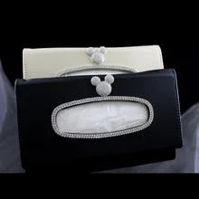 Новинка, коробка для салфеток из искусственной кожи, солнцезащитный козырек, Алмазный кристалл, мультяшная Авто Сумочка для салфеток, солнцезащитный козырек, подвесной держатель, чехлы, автомобильные аксессуары