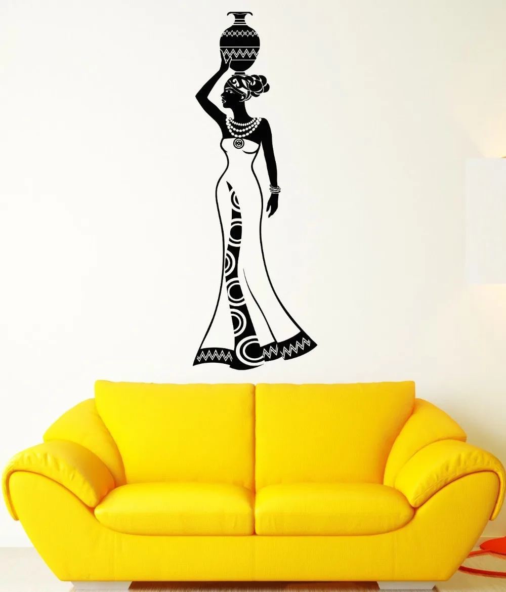 Large Girl India Wall Decal Africa Woman Tradition Vinyl Stickers