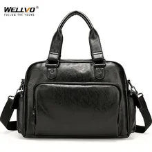 Брендовая дорожная сумка, Мужская большая ручная сумка из искусственной кожи, мужская деловая сумка для ноутбука, винтажная Мужская офисная сумка на плечо, Weekender XA238ZC