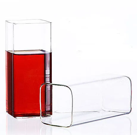 

2PCS/LOT high temperature heat resistant glass square fruit juice cup 350ml OS 0080