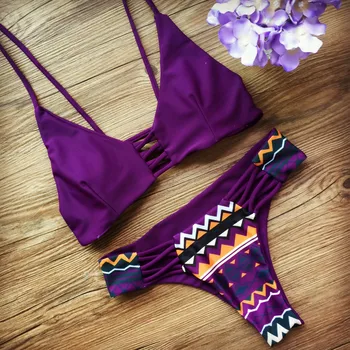 

Swimwear Bikini Bathing Suit Beachwear Maillot Swimsuit Print Brazilian Sexy Purple Women | Separates Pants Briefs Low Waist