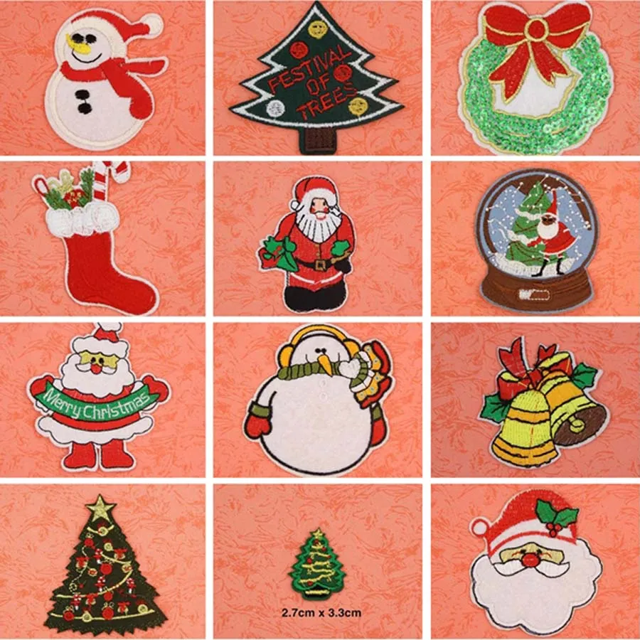 

Christmas Gift Tree Patches Cap Shoe Iron On Embroidered Appliques DIY Apparel Accessories Patch For Clothing Fabric Badges BU38