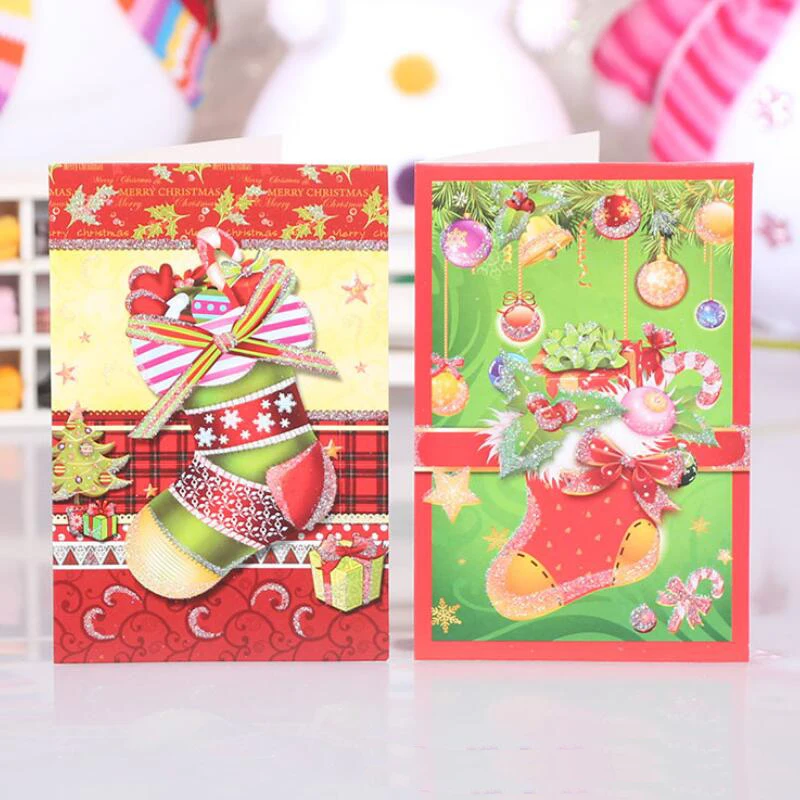 

18 Pcs/lot New 18 Different Style Santa Claus Paper Greeting Card Merry Christmas Blessing Message Card Christmas Gift