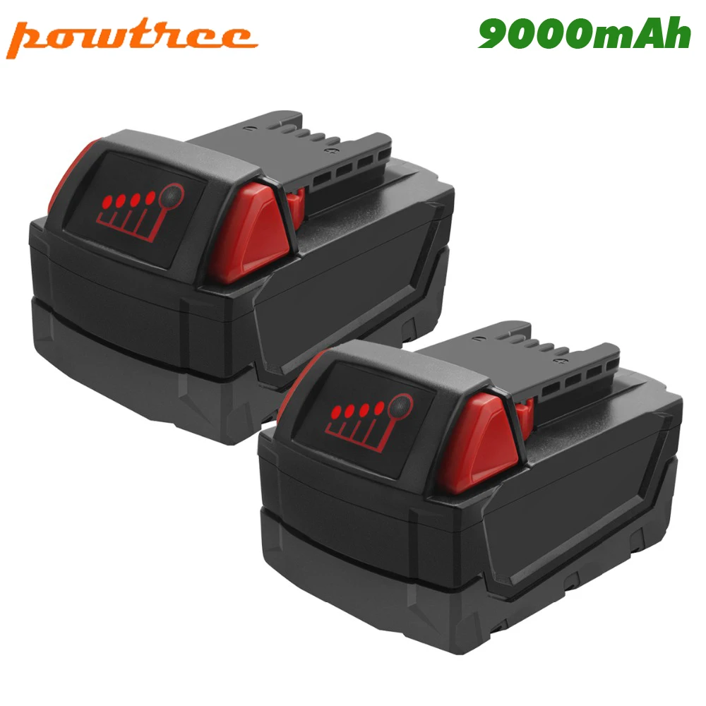 Powtree 18V 9.0AH 9000mAh для Milwaukee M18 XC литий-ионная аккумуляторная батарея Milwaukee 48-11-1815 M18B2 M18B4 M18BX L30