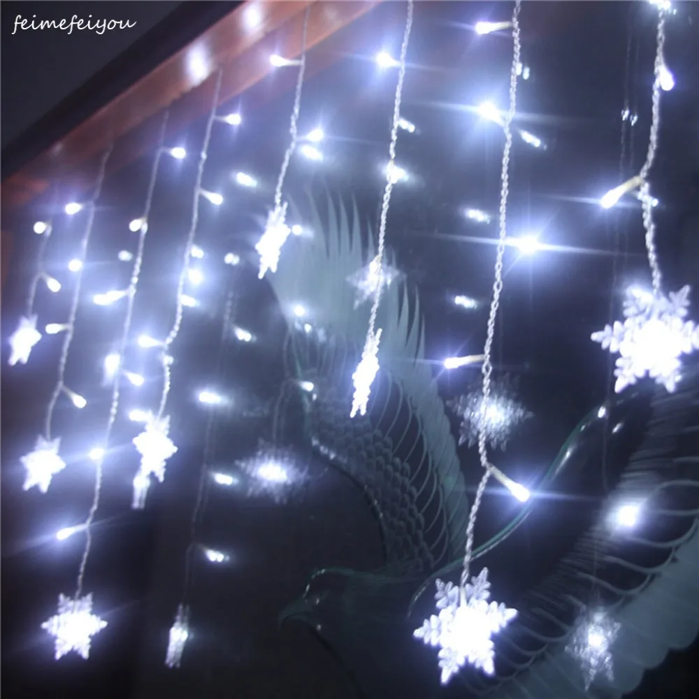 

Feimefeiyou Waterproof 3.5M 96 LED Snowflake 8 Modes String Fairy Light for Christmas New Year Festival Wedding Eaves Decoration