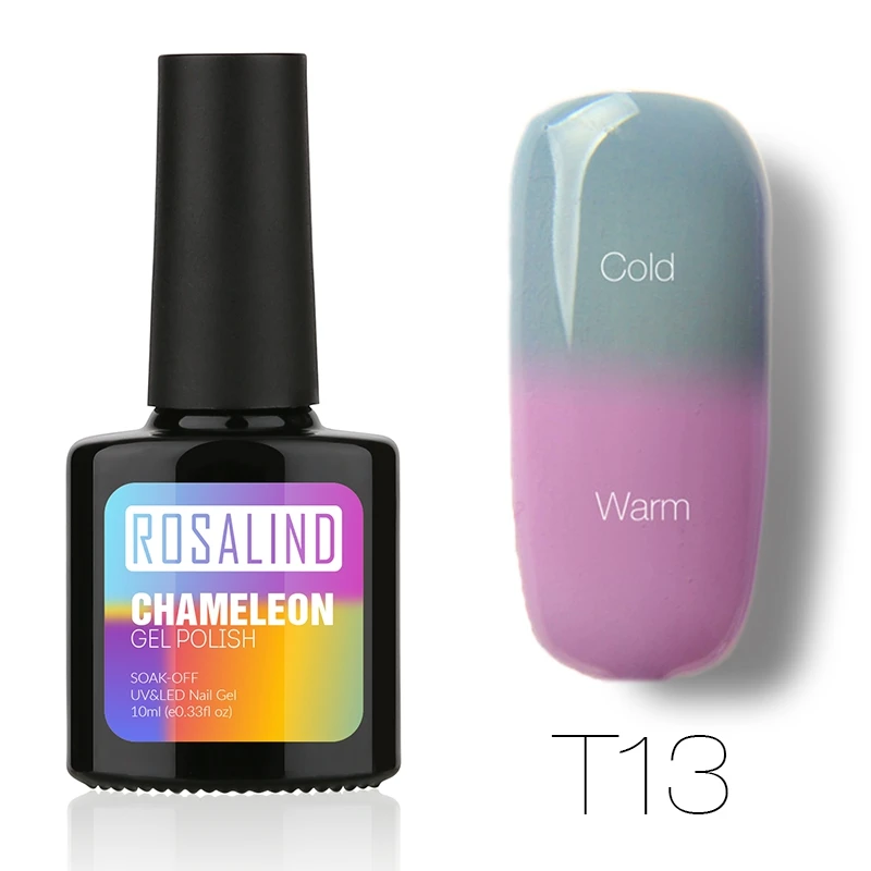 ROSALIND гель 1S P+ черная бутылка 10 мл хамелеон, изменяющийся от температуры T01-30 гель лак для ногтей УФ светодиодный термо - Цвет: T13