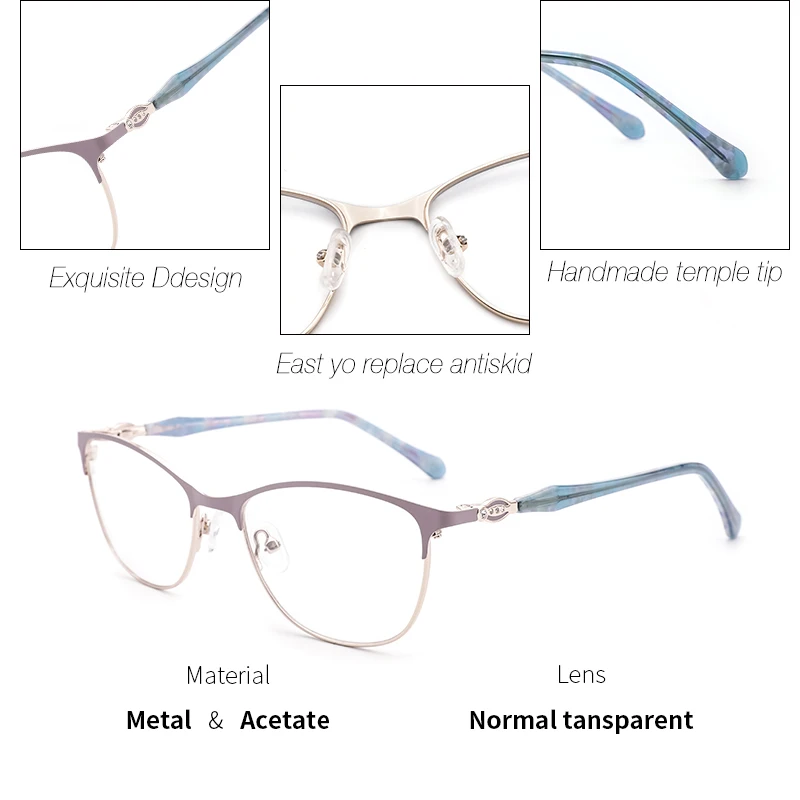 Металлические женские оправы Квадратная близорукая оправа модный Лавандовый цвет для женщин