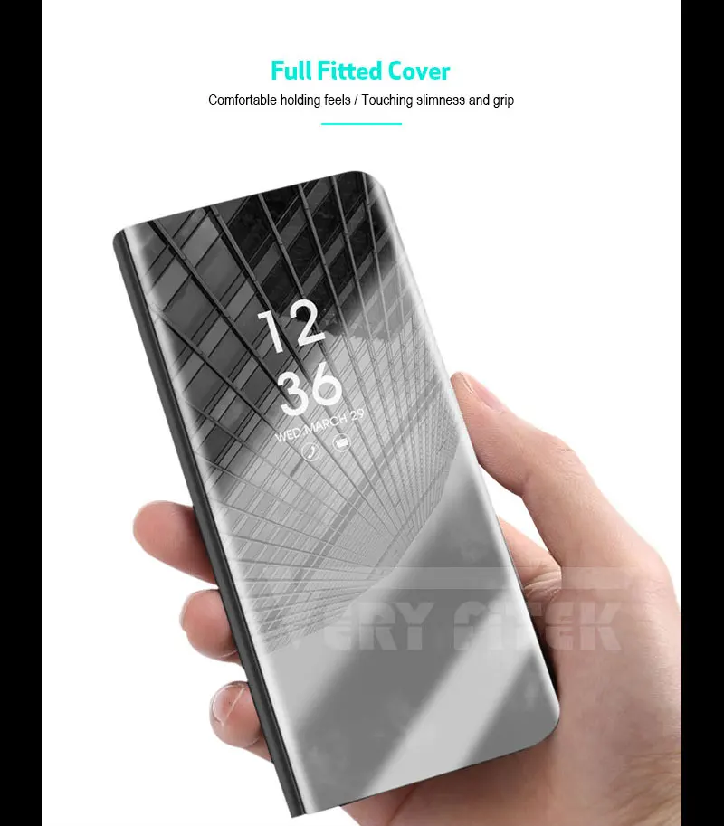 For Samsung Galaxy S9 S8 Plus S7 S6 edge A8 2018 Case Luxury Flip Stand Clear View Mirror Phone Cover For iphone X 8 7 6s 6 plus (11)