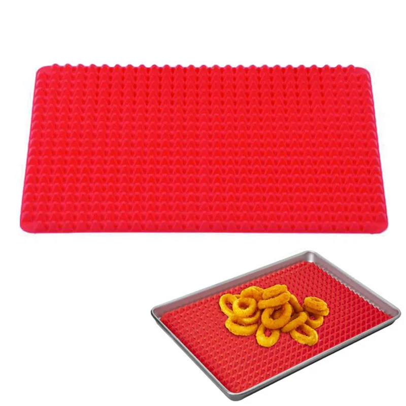 Silicone Heat Raised Pyramid Shaped Pan Mat for Cooking Baking Roasting Resistant Mats Oven BBQ