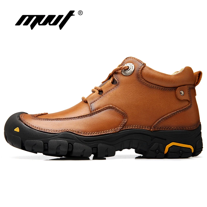 preço MVVT Plust Tamanho Homens Inverno Botas Super Qualidade Genuína Botas De Couro Homens Botas do Tornozelo da Plataforma Botas de Neve de Inverno À Prova D  Água