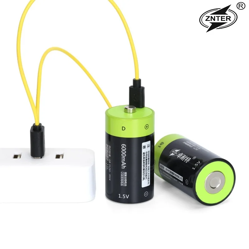 Литий полимерная батарея ZNTER 6000 мАч перезаряжаемые батареи 1 5 в D шт. usb кабель для