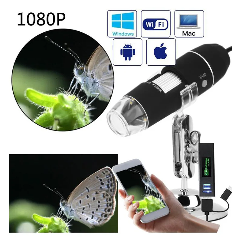 1080P 1000X WiFi digital microscope Iphone mobile phone for Android 8