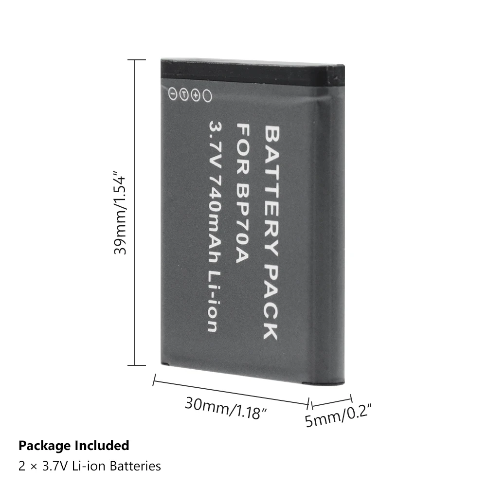 Аккумуляторная батарея BP70A для Samsung SL50 SL600 SL605 SL630 ST61 ST65 ST66 AQ Series AQ100 MV800 740
