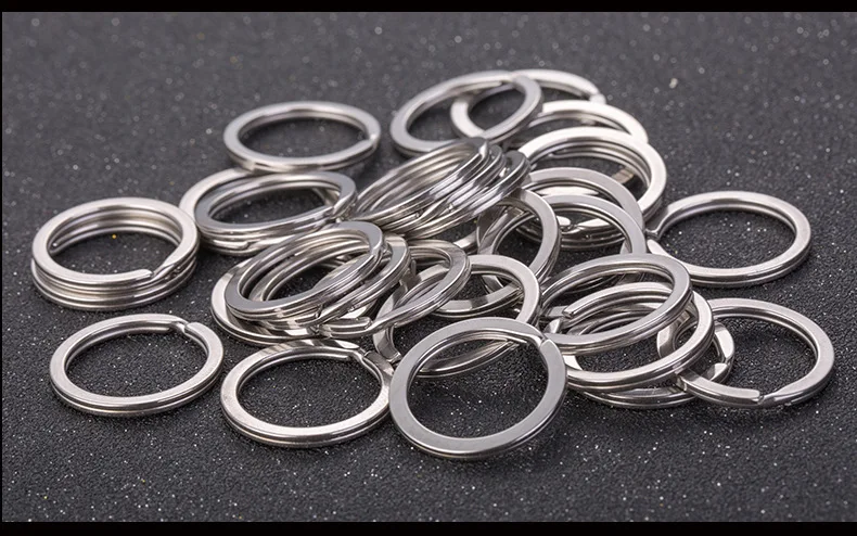 Stainless Steel Steel Keyring Flat Split Rings Flat Key Rings 20 mm 25 mm 30 mm