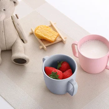 

Bamboo double Handle Child cup 230ml Nordic Green daily supplies health and beauty personal care products